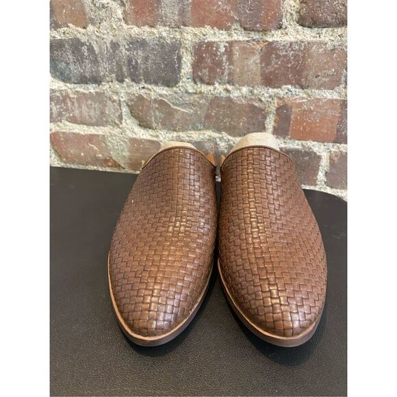 Zodiac  Quartz-3  Brown Leather Basket Weave Pointed Mule Sandals Women’s Size 8 - Picture 2 of 8